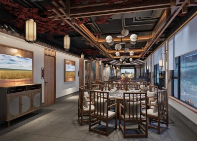 新中式中餐厅3D模型下载